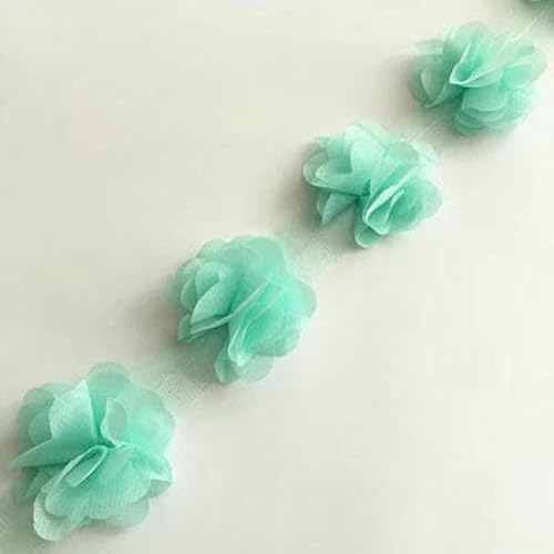 24 Blumen (ca. 2 Yards) 33 Farben 6 cm Breite 3D Chiffon Blumen DIY Spitzenbesatz Spitzenband Dekoration Kleidung Zubehör-18-24 BLUMEN von BSGUZ