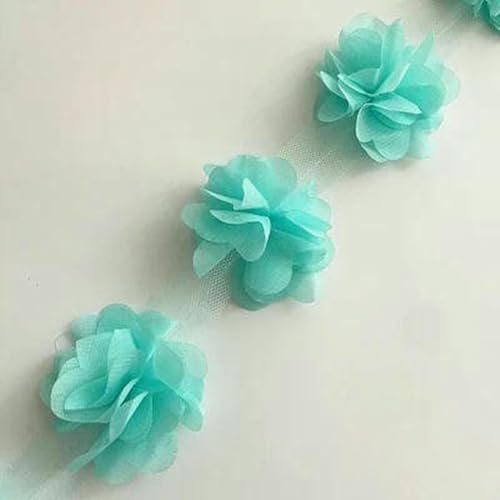24 Blumen (ca. 2 Yards) 33 Farben 6 cm Breite 3D Chiffon Blumen DIY Spitzenbesatz Spitzenband Dekoration Kleidung Zubehör-20-24 BLUMEN von BSGUZ
