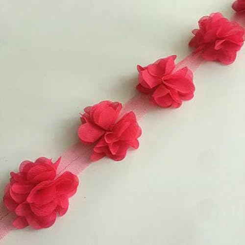 24 Blumen (ca. 2 Yards) 33 Farben 6 cm Breite 3D Chiffon Blumen DIY Spitzenbesatz Spitzenband Dekoration Kleidung Zubehör-26-24 BLUMEN von BSGUZ