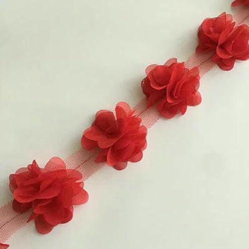 24 Blumen (ca. 2 Yards) 33 Farben 6 cm Breite 3D Chiffon Blumen DIY Spitzenbesatz Spitzenband Dekoration Kleidung Zubehör-27-24 BLUMEN von BSGUZ