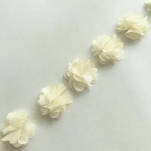 24 Blumen (ca. 2 Yards) 33 Farben 6 cm Breite 3D Chiffon Blumen DIY Spitzenbesatz Spitzenband Dekoration Kleidung Zubehör-3-24 BLUMEN von BSGUZ