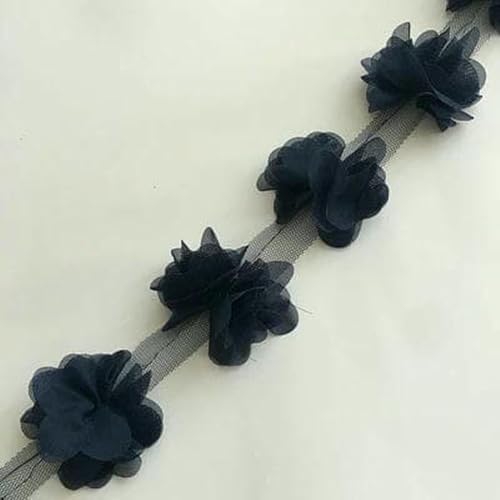 24 Blumen (ca. 2 Yards) 33 Farben 6 cm Breite 3D Chiffon Blumen DIY Spitzenbesatz Spitzenband Dekoration Kleidung Zubehör-31-24 BLUMEN von BSGUZ