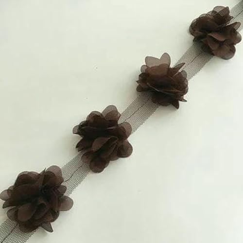 24 Blumen (ca. 2 Yards) 33 Farben 6 cm Breite 3D Chiffon Blumen DIY Spitzenbesatz Spitzenband Dekoration Kleidung Zubehör-32-24 BLUMEN von BSGUZ