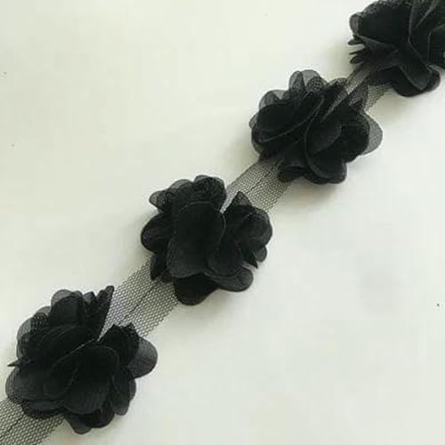 24 Blumen (ca. 2 Yards) 33 Farben 6 cm Breite 3D Chiffon Blumen DIY Spitzenbesatz Spitzenband Dekoration Kleidung Zubehör-33-24 BLUMEN von BSGUZ