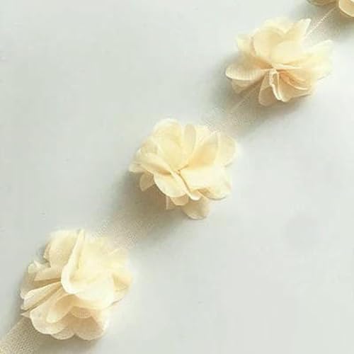 24 Blumen (ca. 2 Yards) 33 Farben 6 cm Breite 3D Chiffon Blumen DIY Spitzenbesatz Spitzenband Dekoration Kleidung Zubehör-4-24 BLUMEN von BSGUZ