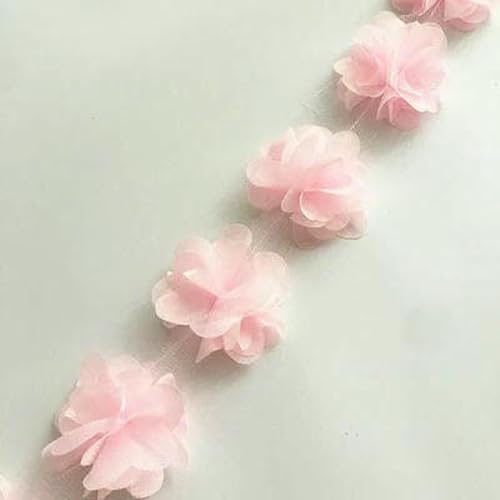 24 Blumen (ca. 2 Yards) 33 Farben 6 cm Breite 3D Chiffon Blumen DIY Spitzenbesatz Spitzenband Dekoration Kleidung Zubehör-5-24 BLUMEN von BSGUZ