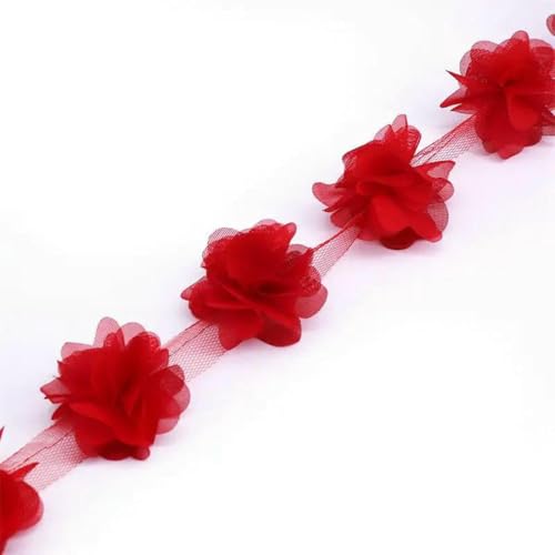 24 Stück 5 cm Blumen, 3D-Chiffon-Cluster-Blumen, Spitzenkleid-Dekoration, Spitzenstoff-Applikation, Nähzubehör, Rot 24 Stück 5 cm Blumen, 3D-Chiffon-Cluster-Blumen, Spitzenkleid-Dekoration, Spitzenstoff-Applikation, Nähzubehör, Rot von BSGUZ