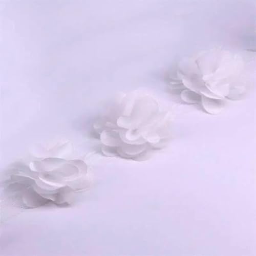 24 Stück 5 cm Blumen 3D Chiffon Cluster Blumen Spitzenkleid Dekoration Spitze Stoff Applikation Besatz Nähzubehör- von BSGUZ