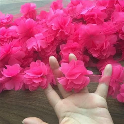 24 Stück Blumenapplikationen (2 Yards) 3D-Chiffon-Spitzenaufnäher, Spitzenbesatz, DIY, Brautschleier, Schuhe, Hochzeit, Kinderkleidung, Stoffzubehör, Rose, 2 Yards von BSGUZ