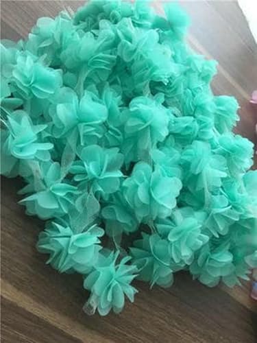 24 Stück Blumenapplikationen (2 Yards) 3D-Chiffon-Spitzenaufnäher, Spitzenbesatz, DIY, Brautschleier, Schuhe, Hochzeit, Kinderkleidung, Stoffzubehör, grün, 2 Yards von BSGUZ