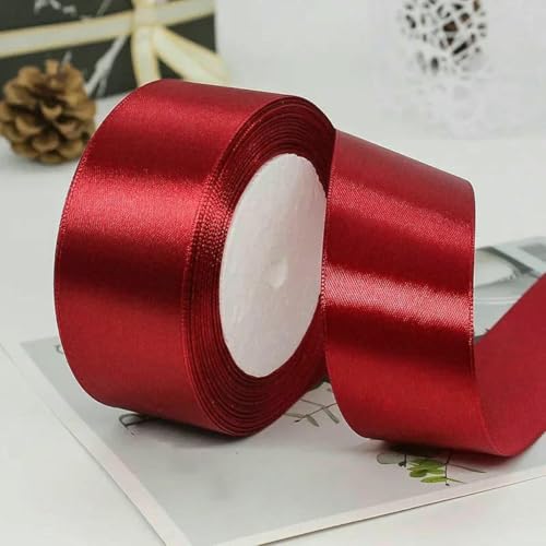 25 Yards/Rolle 4 cm Satinbänder Basteln Schleife DIY Wrap Weinrot Orange Gelb Grün Blau Lila Schwarz Grau Gold Weiß Bänder-19-4 cm x 25 Yards von BSGUZ