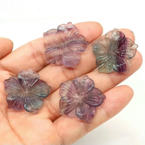 28 mm Pfirsichblüten-Charm-Perlen, Naturstein, Heilkristall, lose Abstandsperlen für DIY-Armbänder, Halsketten, Schmuckherstellung, Fluorit, 20 Stück von BSGUZ