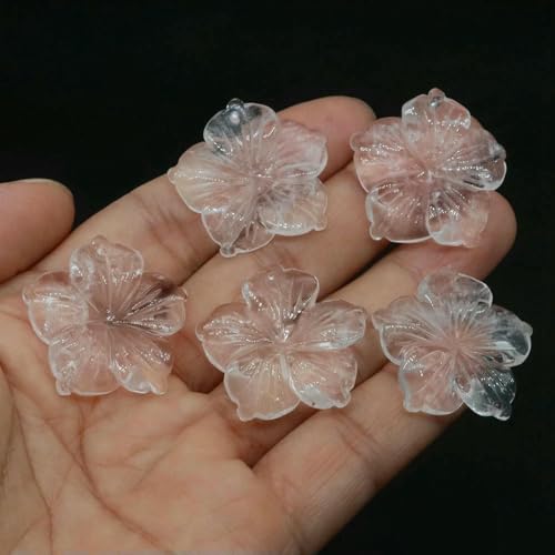28 mm Pfirsichblüten-Charm-Perlen, Naturstein, Heilkristall, lose Abstandsperlen für DIY-Armband, Halskette, Schmuckherstellung, klarer Quarz, 20 Stück von BSGUZ