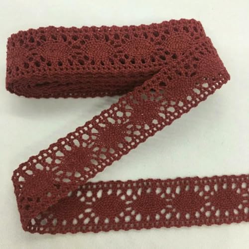 2Y 0,7 cm–2,5 cm gehäkeltes Baumwoll-Spitzenband für Handarbeit, Patchwork, Nähen, Ostern, Weihnachten, Deko, Flor-C-027, Weinrot, 2 cm–2 Yards 2Y 0,7 cm–2,5 cm gehäkeltes Baumwoll-Spitzenband für Handarbeit, Patchwork, Nähen, Ostern, Weihnachten, Deko, Flor-C-027, Weinrot, 2 cm–2 Yards von BSGUZ