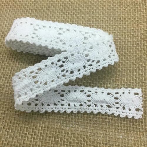 2Y 1,5 cm - 6 cm Beige & Farbe Gehäkeltes Baumwoll-Spitzenband für handgemachte DIY-Bastelschleifen, Weihnachten, Ostern, Hochzeit, Deko, Blumenwickel-C027-3 Weiß 2 cm - 2 Yards von BSGUZ