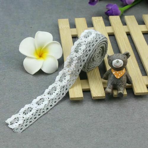 2Y 1 cm 1,5 cm 2,5 cm 6 cm Gehäkeltes Gurtband aus Baumwollspitze mit Blumenmuster für handgemachtes Nähen, Weihnachten, Ostern, Hochzeit, Deko, Verpackung-C-042-8 (2,5 cm)-2 Yards von BSGUZ