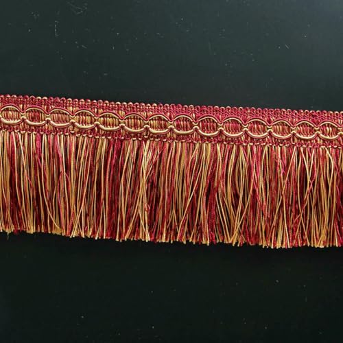 3,0 m, 6 m/Los, Spitzenquasten-Fransenbesatz zum Nähen, DIY-Spitzenband, Seidenquasten, Goldbesatz, Kleid, Bühnenkleidung, Vorhangzubehör, Rot, 3,0 m 3,0 m, 6 m/Los, Spitzenquasten-Fransenbesatz zum Nähen, DIY-Spitzenband, Seidenquasten, Goldbesatz, Kleid, Bühnenkleidung, Vorhangzubehör, Rot, 3,0 m von BSGUZ