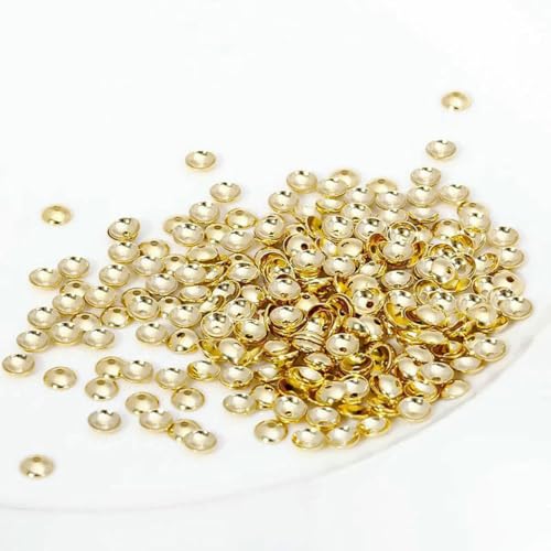 3,0 mm/4,0 mm 14 Karat vergoldete Messing-Perlenkappen für DIY-Armbänder, Halsketten, Zubehör, Schmuckzubehör, 14 Karat vergoldet_a-100 Stück von BSGUZ