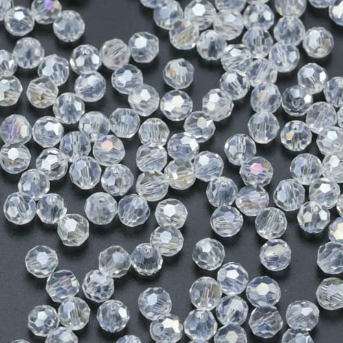 3 4 6 8 mm AB-Farbe Runde Kristallperlen Facettierte transparente Glasperle Lose Abstandsperle für Schmuckherstellung DIY Armband Halskette-QZ001-44-8 mm-65-70 Stück von BSGUZ