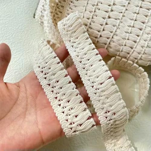 3 cm breit, neue weiß-beige Baumwoll-Stickerei, Quaste, gewebtes Band, Heimdekoration, Basteln, Vorhang, Teppich, Sofa, DIY-Spitzenzubehör, Beige, 3 cm breit von BSGUZ