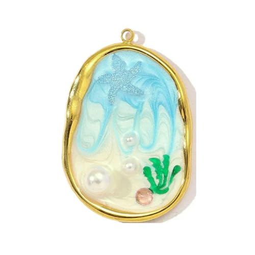 3 teile/los Edelstahl Gradienten Emaille Liebe Herz DIY Halskette Anhänger Frauen Quallen Perle Strand Charms-YE1189x3 von BSGUZ