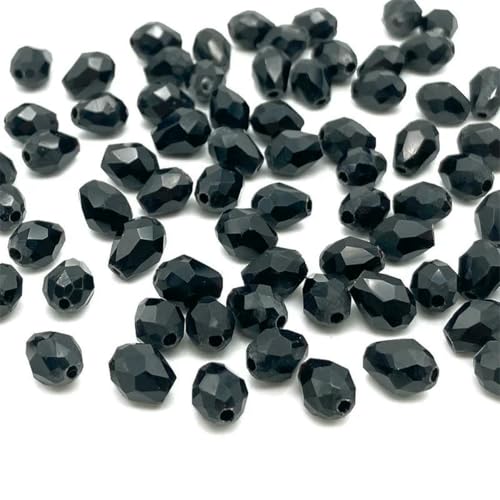 3 x 5, 5 x 7, 8 x 11 mm facettierte österreichische Wassertropfen-Kristallperlen zur Schmuckherstellung, Tropfen-Glasperlen, DIY-Armband, Ohrringzubehör, d37 schwarz, 3 x von BSGUZ