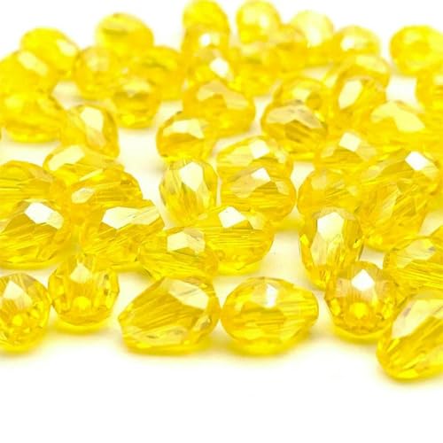 3 x 5 5 x 7 8 x 11 mm facettierte österreichische Wassertropfen-Kristallperlen zur Schmuckherstellung, Tropfen-Glasperlen, DIY-Armband, Ohrringzubehör, d07ab gelb, 3 x 5 mm, ca. 96 Stück von BSGUZ