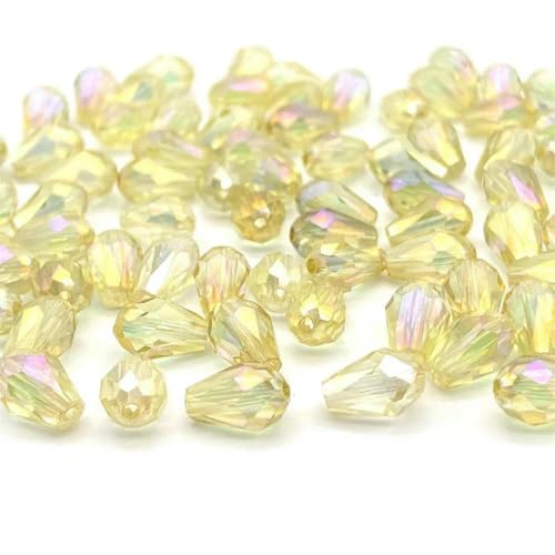 3 x 5 5 x 7 8 x 11 mm facettierte österreichische Wassertropfen-Kristallperlen zur Schmuckherstellung, Tropfen-Glasperlen, DIY-Armband, Ohrringzubehör, d34ab hellgelb, 5 x 7 mm, ca. 66 Stück von BSGUZ