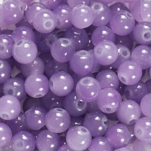30/50 Stück 6 mm runde Glasperlen, bunte Abstandshalter, lose Perlen für Halsketten, Armbänder, DIY-Schmuckherstellung, Zubehör, Zubehör, Lila, 50 Stück von BSGUZ