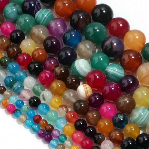 30–90 Stück/Los 4–12 mm Natursteinperlen, runde lose Abstandsperlen für die Schmuckherstellung, handgefertigt, DIY-Armband, Halskette, Zubehör – Achat-Linie, ca. 10 mm, 35 Stück 30–90 Stück/Los 4–12 mm Natursteinperlen, runde lose Abstandsperlen für die Schmuckherstellung, handgefertigt, DIY-Armband, Halskette, Zubehör – Achat-Linie, ca. 10 mm, 35 Stück von BSGUZ