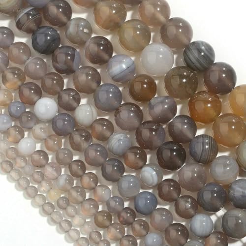 30–90 Stück/Los 4–12 mm Natursteinperlen, runde lose Abstandsperlen für die Schmuckherstellung, handgefertigt, DIY-Armband, Halskette, Zubehör – grau gestreifter Achat – 8 mm, ca. 45 Stück 30–90 Stück/Los 4–12 mm Natursteinperlen, runde lose Abstandsperlen für die Schmuckherstellung, handgefertigt, DIY-Armband, Halskette, Zubehör – grau gestreifter Achat – 8 mm, ca. 45 Stück von BSGUZ