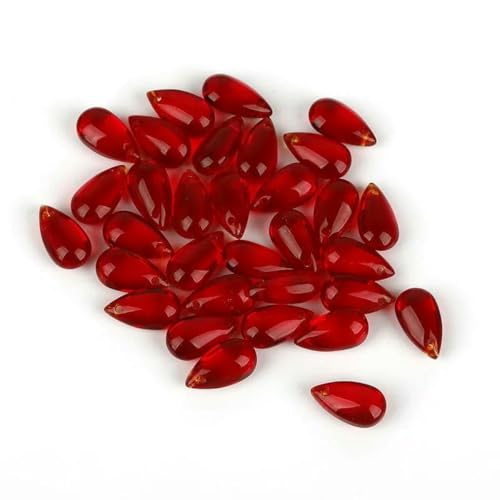 30 Stück 8 x 13,0 mm Cabochon Lampwork-Kristalltropfen-Anhänger, elegante rote Perlen, Glastropfen, handgefertigte Halskette, DIY-Schmuckherstellung, rot von BSGUZ