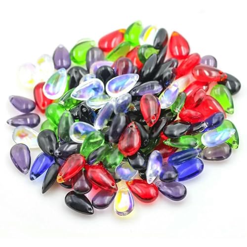 30 Stück 8x13,0mm Cabochon Lampwork Kristall Tropfen Anhänger Elegante rote Perle Glas Tropfen Perlen Handgefertigte Halskette DIY Schmuckherstellung-MULTI 30 Stück 8x13,0mm Cabochon Lampwork Kristall Tropfen Anhänger Elegante rote Perle Glas Tropfen Perlen Handgefertigte Halskette DIY Schmuckherstellung-MULTI von BSGUZ