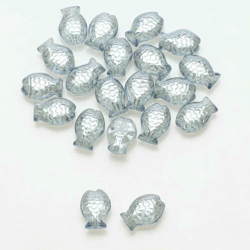 30 Stück Kristall-Anhänger mit kleinen Fischen, 10 x 14,0 mm, facettierte Glasperlen, lose Perlen für die Herstellung von Charms, Ohrringen, Halsketten, Schmuckzubehör, ED34 von BSGUZ