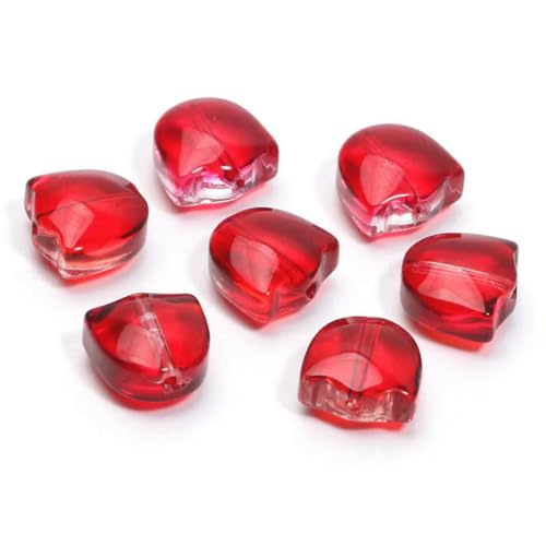 30 Stück transparente Glasperlen mit kleinen Blumen, Abstandshalter für DIY-Schmuck, handgefertigt, Halskette, Ohrringe, Armband, Bastelzubehör, Rot, 30 Stück von BSGUZ