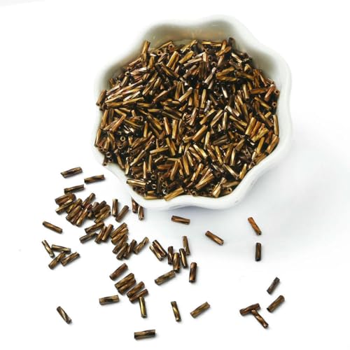 300 Stück Röhrenperlen 2 x 6 mm, gedrehte Glasperlen, spiralförmige Rocailles-Perlen für DIY-Armbänder, Schmuck, Kleiderherstellung, Kleidungsstücke, Zubehör – 01BS – 2 x 6 m von BSGUZ