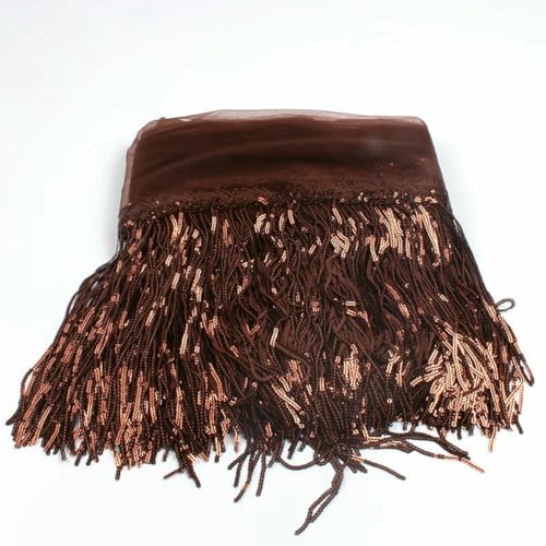 32 cm 2 Yard glänzender Netzstoff, Spitzenfransen, Pailletten, Quaste, Band, DIY, Hochzeitsfeier, Tanzkleid, Nähzubehör, Braun, 32 cm Breite, 2 Yards 32 cm 2 Yard glänzender Netzstoff, Spitzenfransen, Pailletten, Quaste, Band, DIY, Hochzeitsfeier, Tanzkleid, Nähzubehör, Braun, 32 cm Breite, 2 Yards von BSGUZ