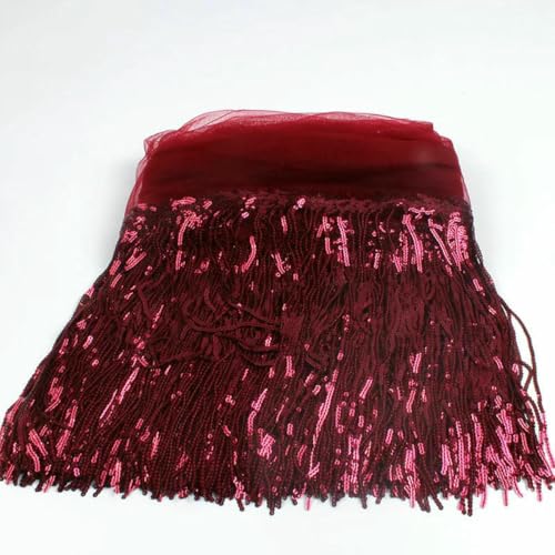 32 cm 2 Yard glänzender Netzstoff, Spitzenfransen, Pailletten, Quaste, Band, DIY, Hochzeitsfeier, Tanzkleid, Nähzubehör, Burgunderrot, 32 cm Breite, 2 Meter 32 cm 2 Yard glänzender Netzstoff, Spitzenfransen, Pailletten, Quaste, Band, DIY, Hochzeitsfeier, Tanzkleid, Nähzubehör, Burgunderrot, 32 cm Breite, 2 Meter von BSGUZ