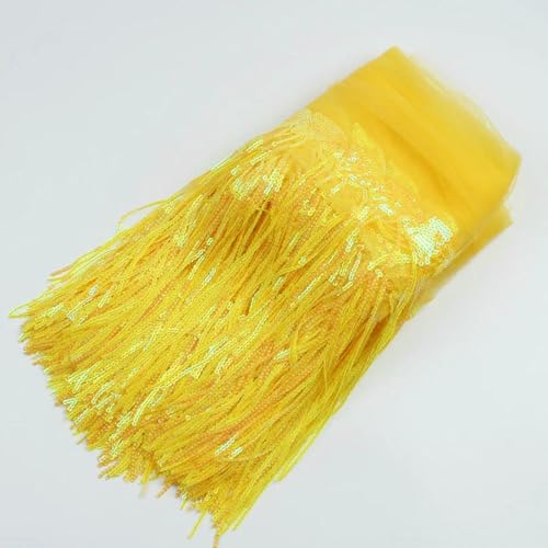 32 cm 2 Yard glänzender Netzstoff, Spitzenfransen, Pailletten, Quaste, Band, DIY, Hochzeitsfeier, Tanzkleid, Nähzubehör, Gelb, 32 cm Breite, 2 Yards 32 cm 2 Yard glänzender Netzstoff, Spitzenfransen, Pailletten, Quaste, Band, DIY, Hochzeitsfeier, Tanzkleid, Nähzubehör, Gelb, 32 cm Breite, 2 Yards von BSGUZ