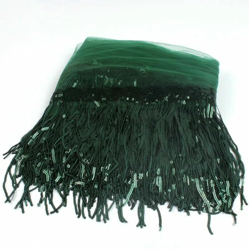 32 cm 2 Yard glänzender Netzstoff, Spitzenfransen, Pailletten, Quaste, Band, DIY, Hochzeitsfeier, Tanzkleid, Nähzubehör, Grün, 32 cm Breite, 2 Yards von BSGUZ