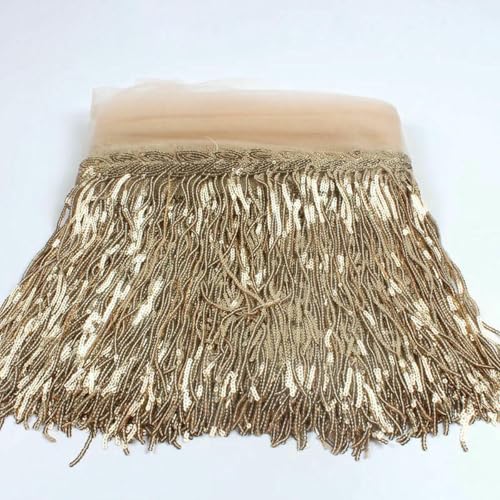 32 cm 2 Yard glänzender Netzstoff, Spitzenfransen, Pailletten, Quaste, Band, DIY, Hochzeitsfeier, Tanzkleid, Nähzubehör, Hellgold, 32 cm Breite, 2 Yards 32 cm 2 Yard glänzender Netzstoff, Spitzenfransen, Pailletten, Quaste, Band, DIY, Hochzeitsfeier, Tanzkleid, Nähzubehör, Hellgold, 32 cm Breite, 2 Yards von BSGUZ