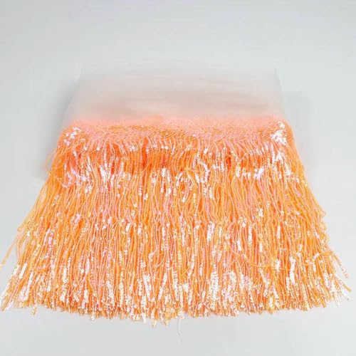 32 cm 2 Yard glänzender Netzstoff, Spitzenfransen, Pailletten, Quaste, Band, DIY, Hochzeitsfeier, Tanzkleid, Nähzubehör, Hellorange, 32 cm Breite, 2 Yards 32 cm 2 Yard glänzender Netzstoff, Spitzenfransen, Pailletten, Quaste, Band, DIY, Hochzeitsfeier, Tanzkleid, Nähzubehör, Hellorange, 32 cm Breite, 2 Yards von BSGUZ