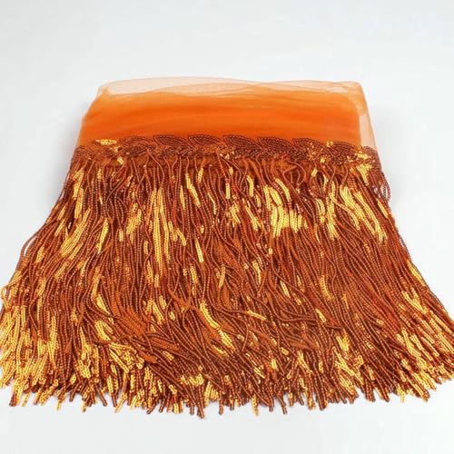 32 cm 2 Yard glänzender Netzstoff, Spitzenfransen, Pailletten, Quaste, Band, DIY, Hochzeitsfeier, Tanzkleid, Nähzubehör, Orange, 32 cm Breite, 2 Yards 32 cm 2 Yard glänzender Netzstoff, Spitzenfransen, Pailletten, Quaste, Band, DIY, Hochzeitsfeier, Tanzkleid, Nähzubehör, Orange, 32 cm Breite, 2 Yards von BSGUZ