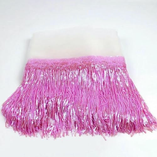 32 cm 2 Yard glänzender Netzstoff, Spitzenfransen, Pailletten, Quaste, Band, DIY, Hochzeitsfeier, Tanzkleid, Nähzubehör, Pink, 32 cm Breite, 2 Yards 32 cm 2 Yard glänzender Netzstoff, Spitzenfransen, Pailletten, Quaste, Band, DIY, Hochzeitsfeier, Tanzkleid, Nähzubehör, Pink, 32 cm Breite, 2 Yards von BSGUZ