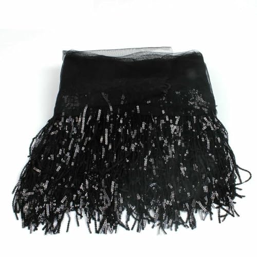 32 cm 2 Yard glänzender Netzstoff, Spitzenfransen, Pailletten, Quaste, Band, DIY, Hochzeitsfeier, Tanzkleid, Nähzubehör, Schwarz, 32 cm Breite, 2 Meter 32 cm 2 Yard glänzender Netzstoff, Spitzenfransen, Pailletten, Quaste, Band, DIY, Hochzeitsfeier, Tanzkleid, Nähzubehör, Schwarz, 32 cm Breite, 2 Meter von BSGUZ
