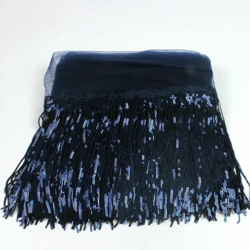 32 cm 2 Yard glänzender Netzstoff, Spitzenfransen, Pailletten, Quaste, Band, DIY, Hochzeitsfeier, Tanzkleid, Nähzubehör – Dunkelblau – 32 cm Breite – 2 Meter 32 cm 2 Yard glänzender Netzstoff, Spitzenfransen, Pailletten, Quaste, Band, DIY, Hochzeitsfeier, Tanzkleid, Nähzubehör – Dunkelblau – 32 cm Breite – 2 Meter von BSGUZ