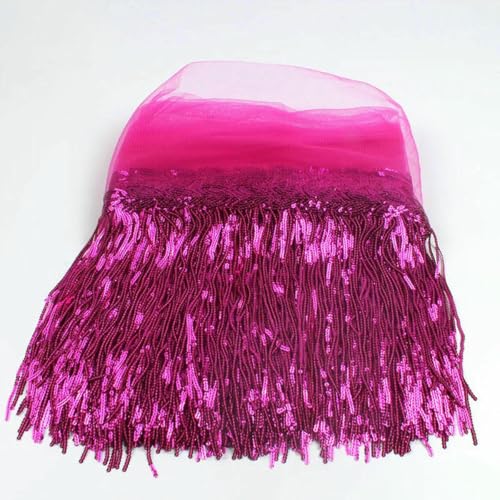 32 cm 2 Yard glänzender Netzstoff, Spitzenfransen, Pailletten, Quaste, Band, DIY, Hochzeitsfeier, Tanzkleid, Nähzubehör – Hot Pink – 32 cm Breite – 2 Meter 32 cm 2 Yard glänzender Netzstoff, Spitzenfransen, Pailletten, Quaste, Band, DIY, Hochzeitsfeier, Tanzkleid, Nähzubehör – Hot Pink – 32 cm Breite – 2 Meter von BSGUZ