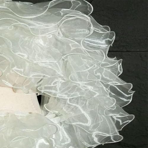 35 cm breiter Organza mit 6 Lagen Spitzenrüschenkanten, plissiertem Saum und dekorativen Accessoires für Modedesigner-Aprikose-100 cm x 35 cm 35 cm breiter Organza mit 6 Lagen Spitzenrüschenkanten, plissiertem Saum und dekorativen Accessoires für Modedesigner-Aprikose-100 cm x 35 cm von BSGUZ