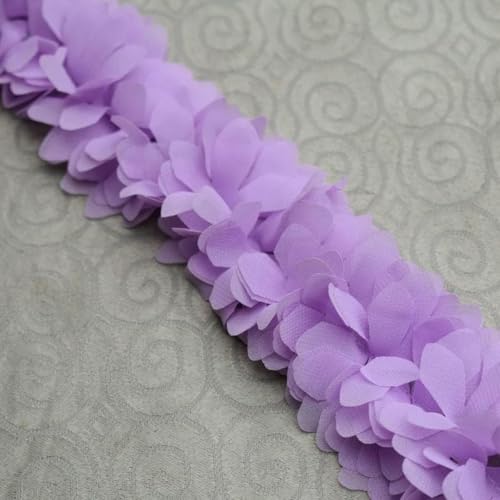 3D-Chiffon-Blumen, Rüschenbesatz, Band, Organza, Kleiderkragen, Stickerei, Spitzenapplikation für DIY-Nähzubehör, Guipure-Hellviolett, 1 Yard Preis 3D-Chiffon-Blumen, Rüschenbesatz, Band, Organza, Kleiderkragen, Stickerei, Spitzenapplikation für DIY-Nähzubehör, Guipure-Hellviolett, 1 Yard Preis von BSGUZ