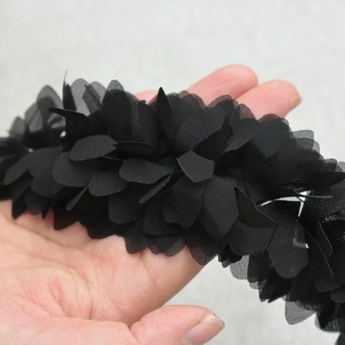 3D-Chiffon-Blumen, Rüschenbesatz, Band, Organza, Kleiderkragen, Stickerei, Spitzenapplikation für DIY-Nähzubehör, Guipure-Schwarz, 1 Yard Preis 3D-Chiffon-Blumen, Rüschenbesatz, Band, Organza, Kleiderkragen, Stickerei, Spitzenapplikation für DIY-Nähzubehör, Guipure-Schwarz, 1 Yard Preis von BSGUZ
